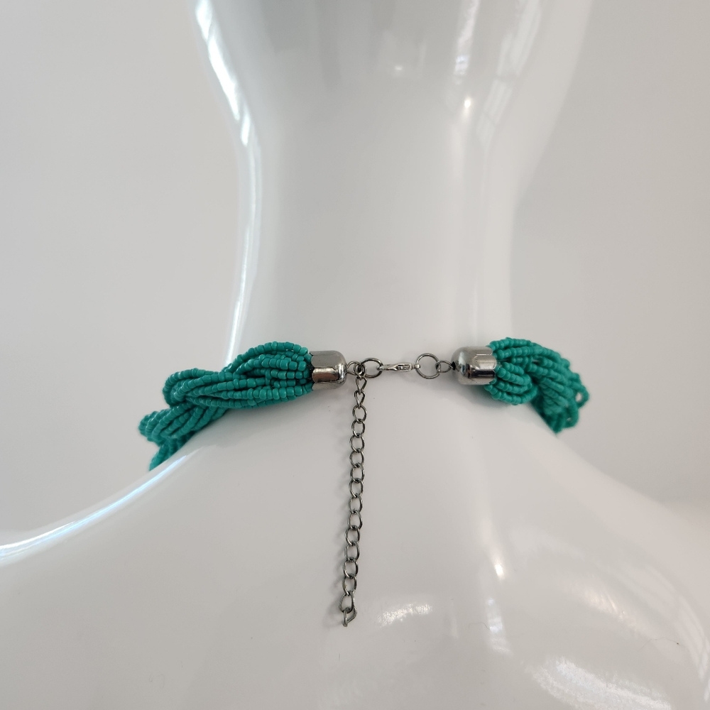 Paparazzi Turquoise Beaded Necklace & Earring Set Statement Style - Picture 7 of 9